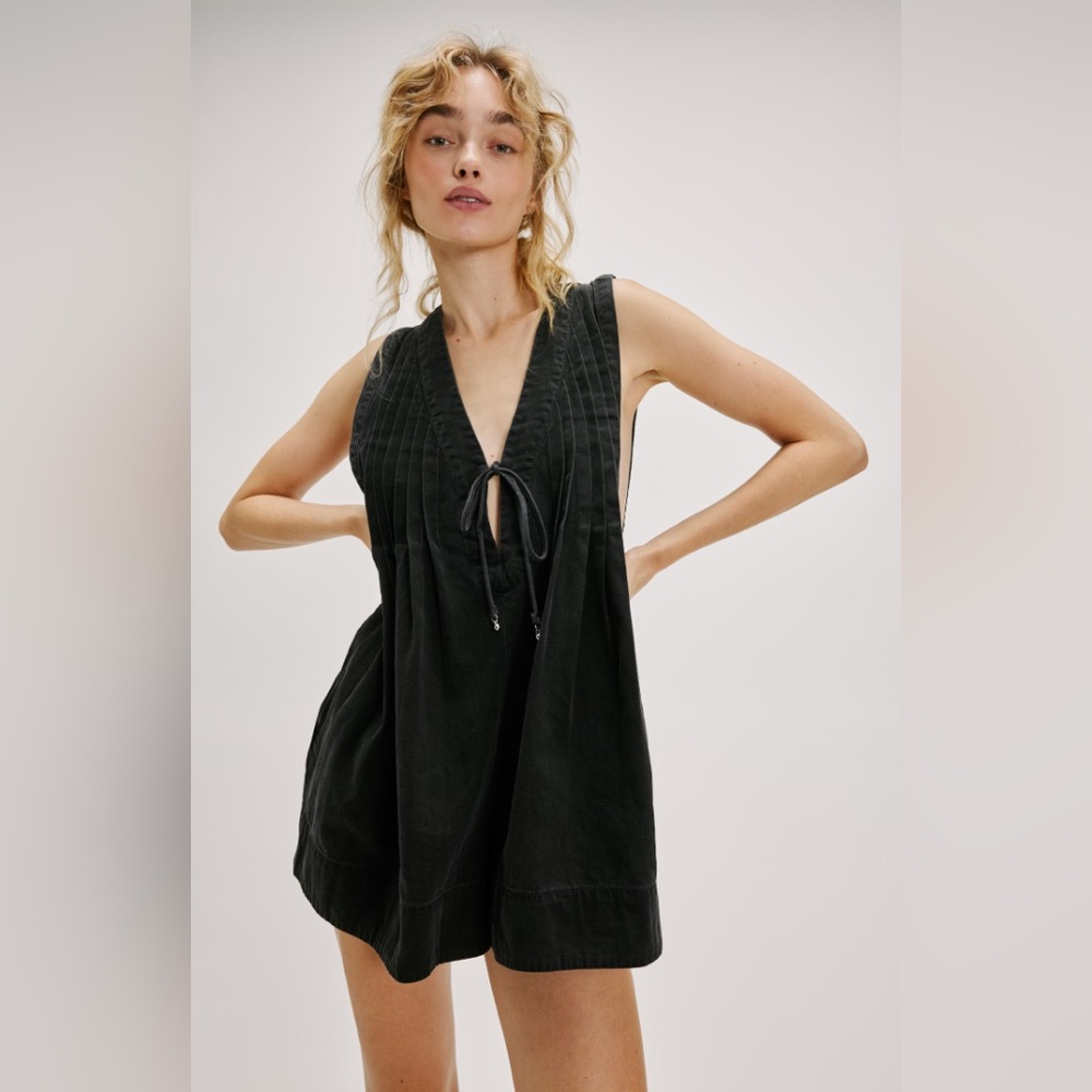 Free People Webster Romper in Black Wash - Picture 4 of 10